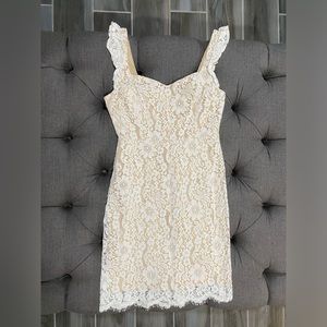 Aakaa Mini Dress - Size Medium - White Lace